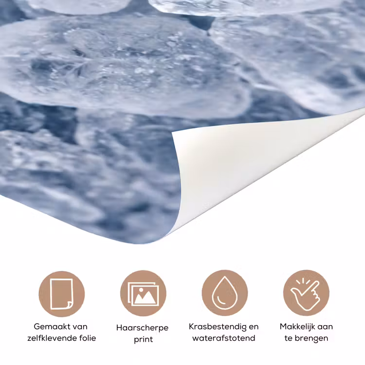 Ijsblokjes - Water - Blauw deurposter klein -closeup_NL