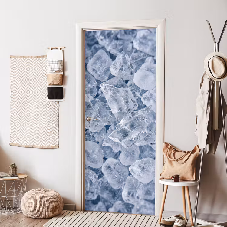 Ijsblokjes - Water - Blauw deurposter klein -sfeer6