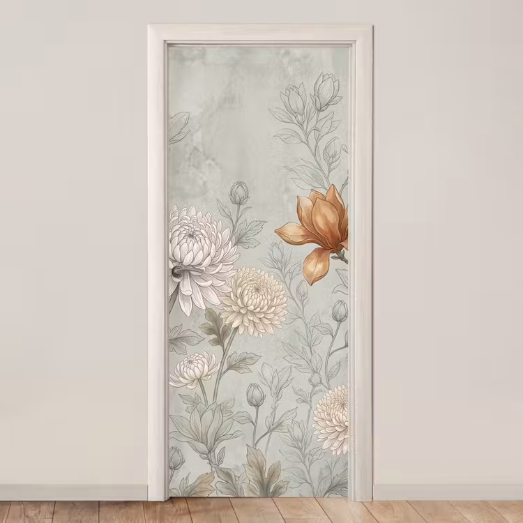 Illustratie - Bloemen - Groen deurposter klein -3d_beige