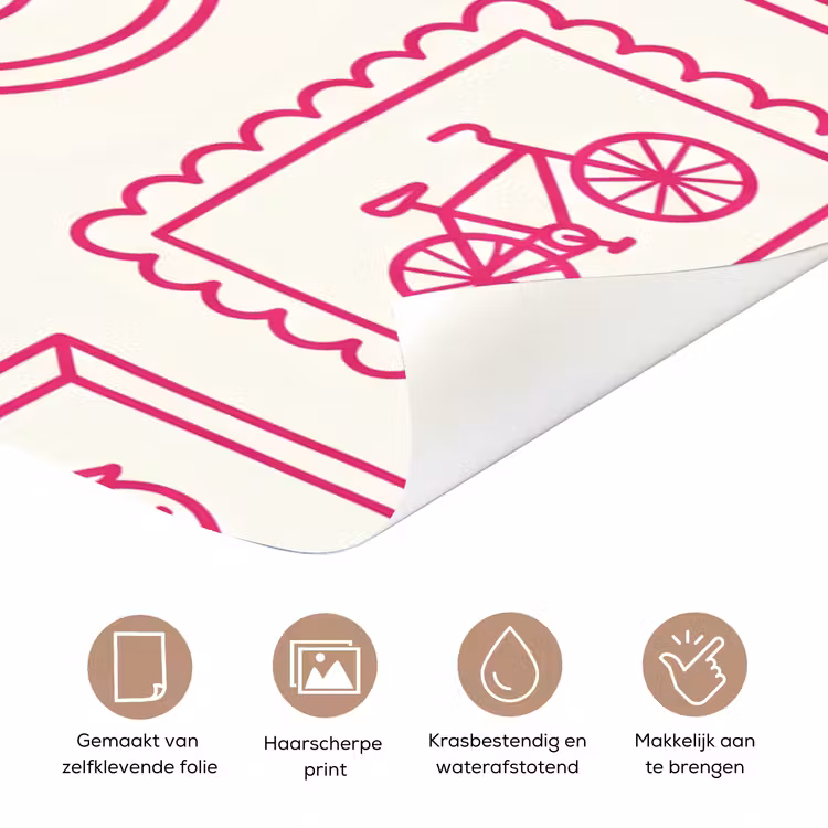 Illustratie - Collectie - Kunst - Minimalistisch - Roze deurposter klein -closeup_NL