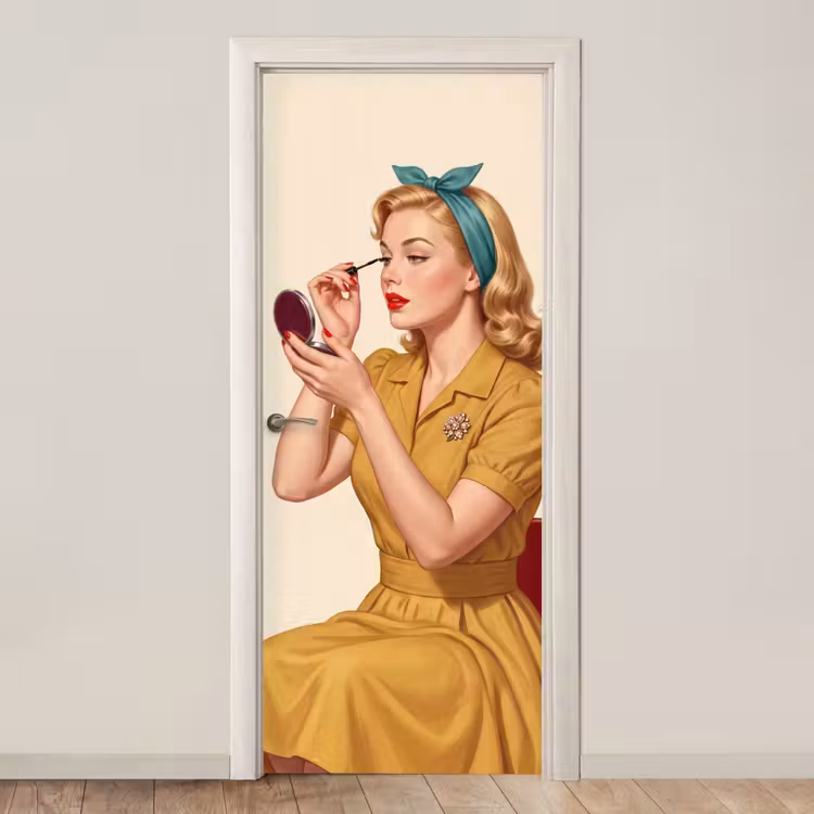Illustratie - Mascara - Vrouw - Geel deurposter klein -3d_beige