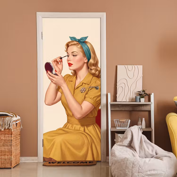 Illustratie - Mascara - Vrouw - Geel deurposter klein -sfeer1