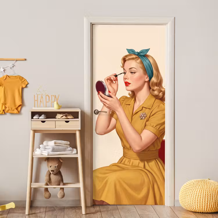 Illustratie - Mascara - Vrouw - Geel deurposter klein -sfeer4