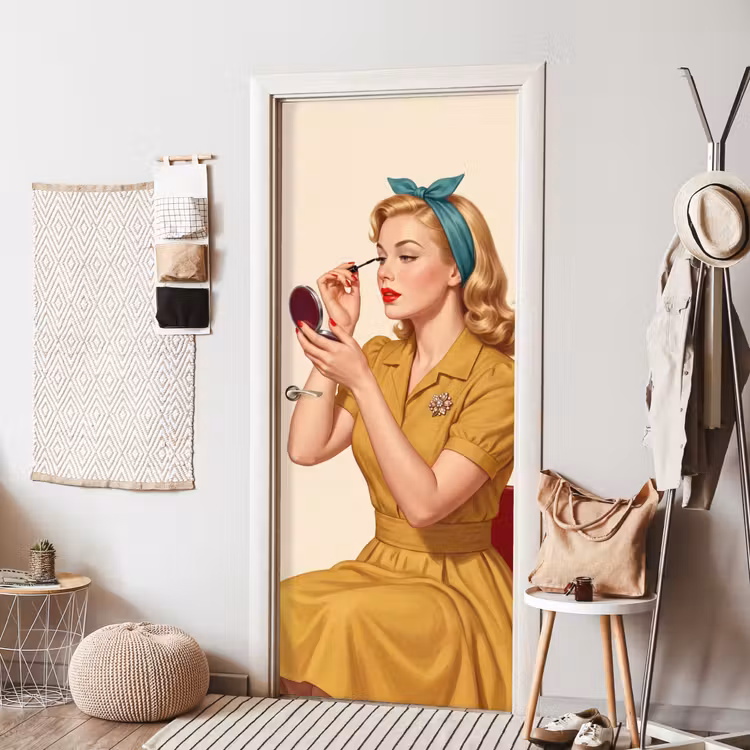 Illustratie - Mascara - Vrouw - Geel deurposter klein -sfeer6