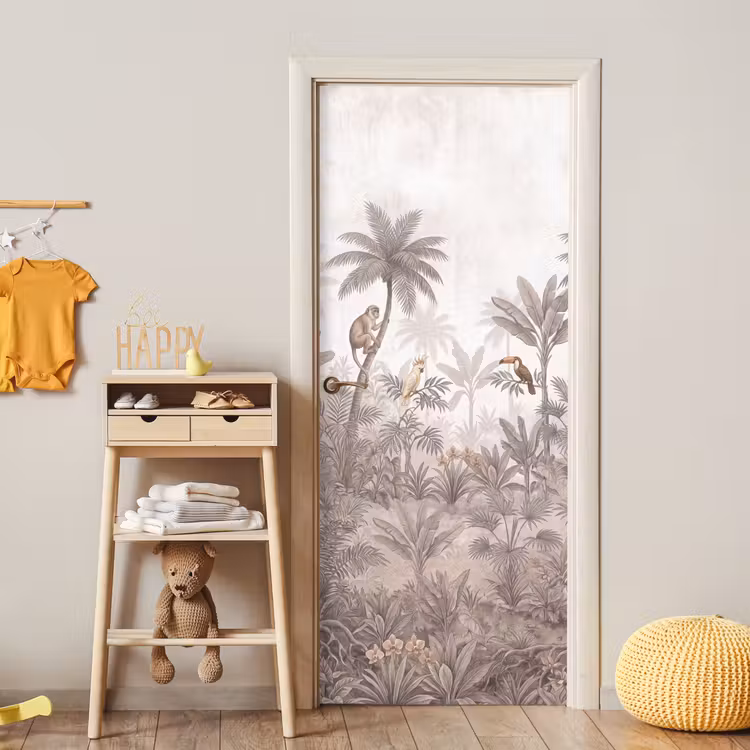 Jungle - Dieren - Palmbomen deurposter klein -sfeer4