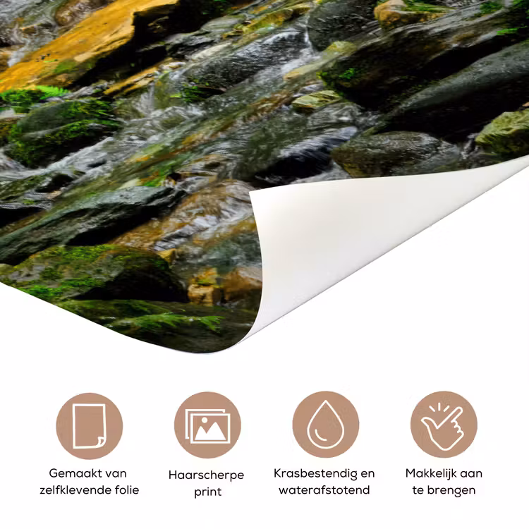 Jungle - Groen - Waterval - Natuur deurposter klein -closeup_NL
