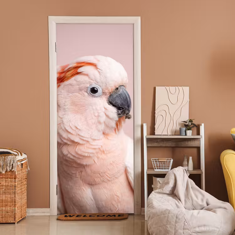 Kaketoe - Portret - Roze deurposter klein -sfeer1