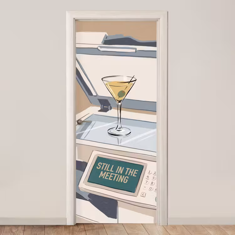 Kantoor - Drank - Humor - Illustratie deurposter klein -3d_beige