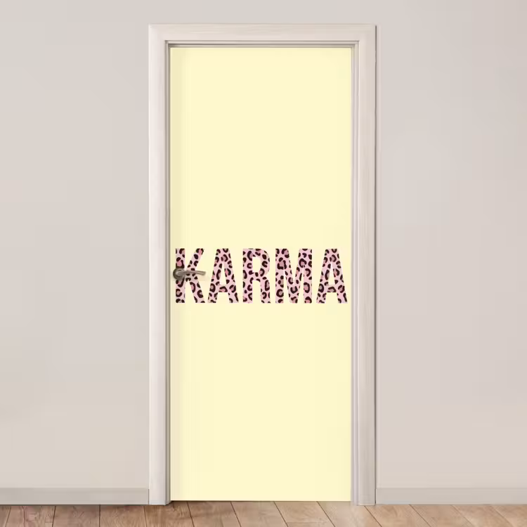 Karma - Luipaardprint - Geel deurposter klein -3d_beige