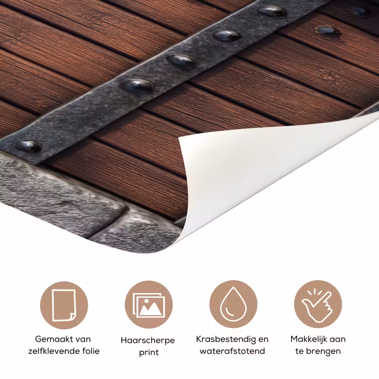 Kasteeldeur - Bruin - Stenen - Hout - Klimop deurposter klein -closeup_NL