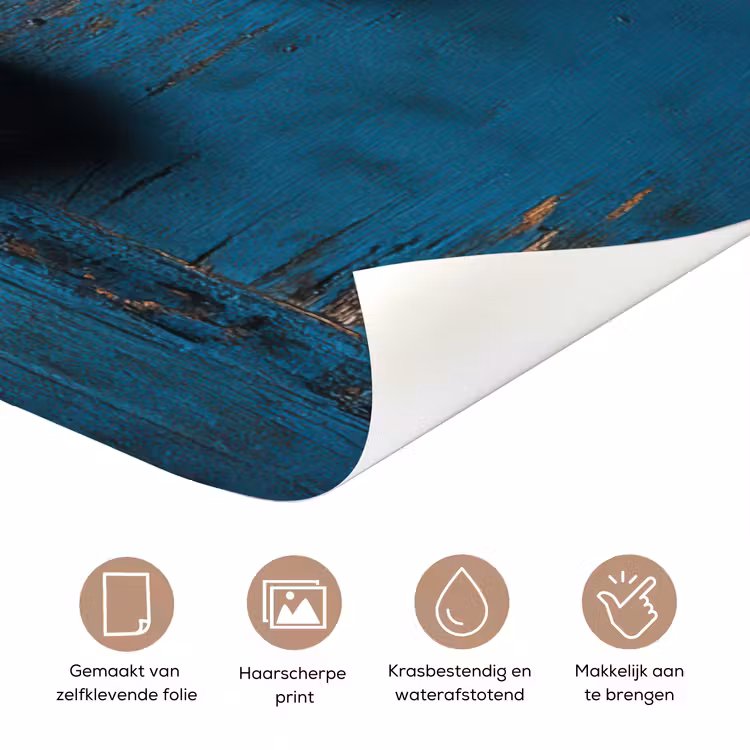Kat - Doorkijk - Hout - Dieren - Blauw deurposter klein -closeup_NL