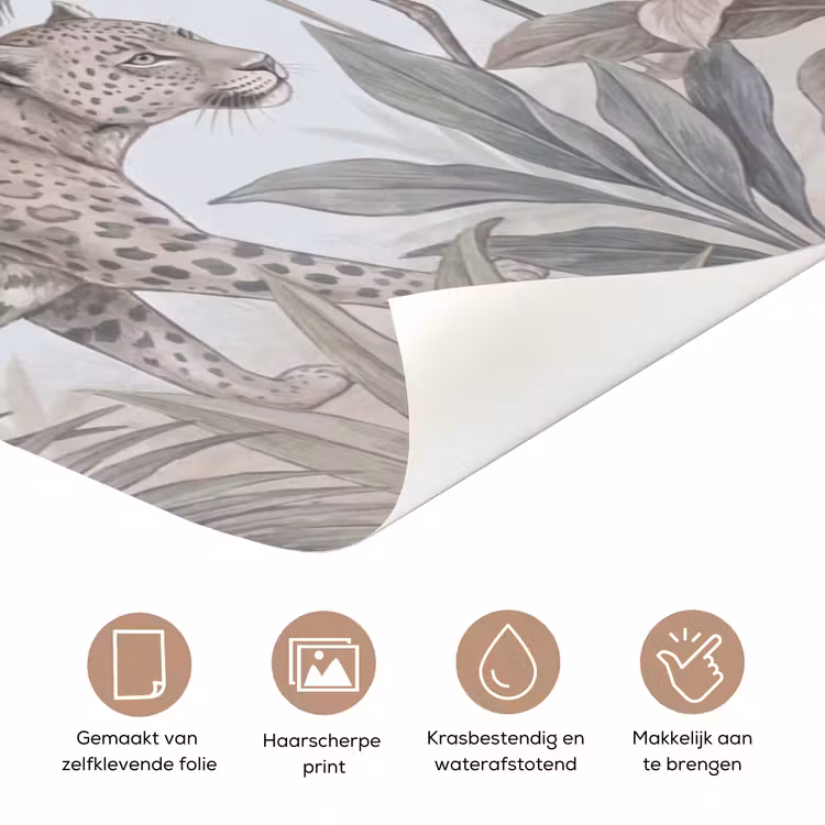 Kat - Vogel - Jungle - Illustratie - Dieren deurposter klein -closeup_NL