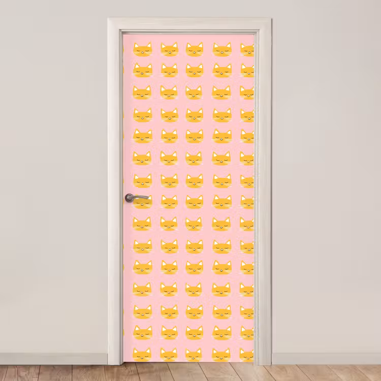 Katten - Patroon - Roze deurposter klein 289 -3d_beige