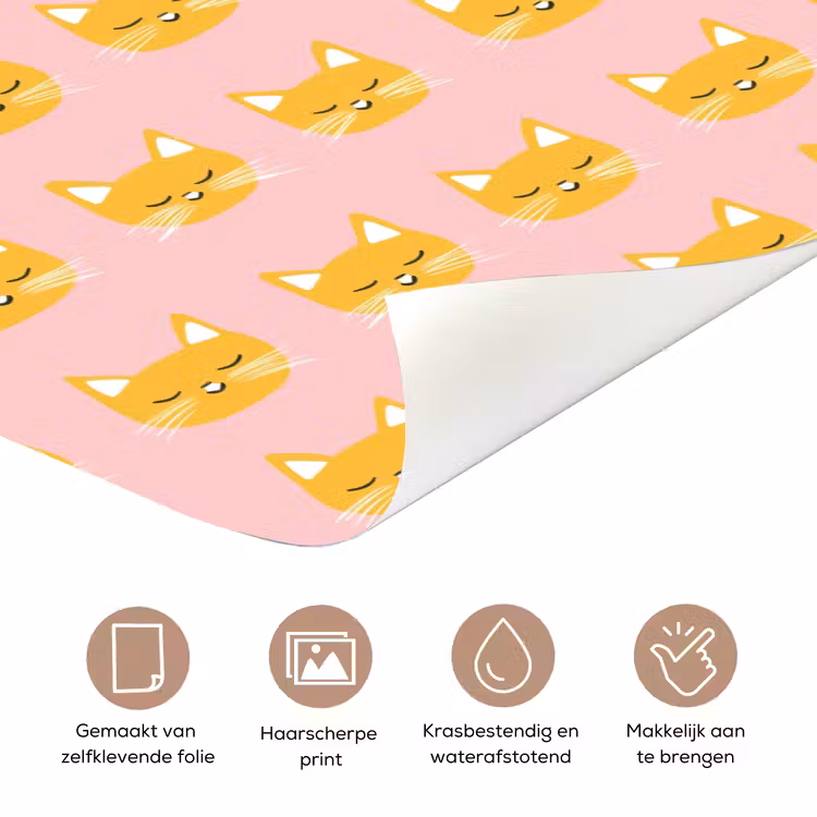 Katten - Patroon - Roze deurposter klein 289 -closeup_NL
