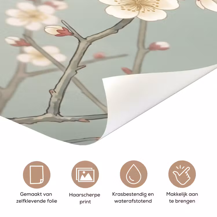 Kersen - Bloesem - Groen deurposter klein -closeup_NL