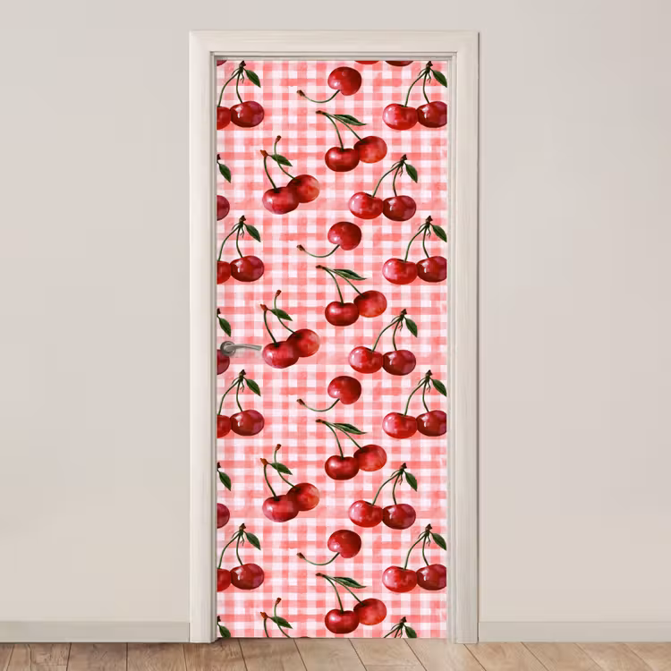 Kersen - Blokken - Rood deurposter klein 289 -3d_beige