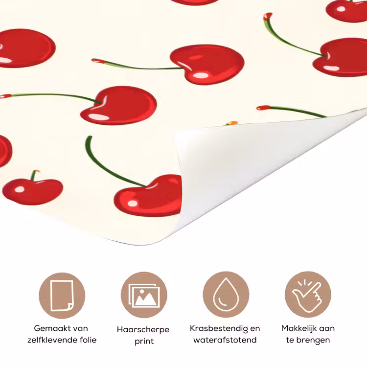 Kersen - Minimalistisch - Rood deurposter klein 289 -closeup_NL