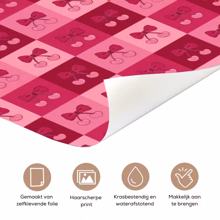 Kersen - Strikjes - Speels - Roze - Bordeaux deurposter klein 289 -closeup_NL