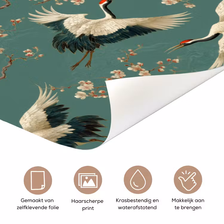 Kersenbloesem - Kraamvogels - Groen deurposter klein 289 -closeup_NL