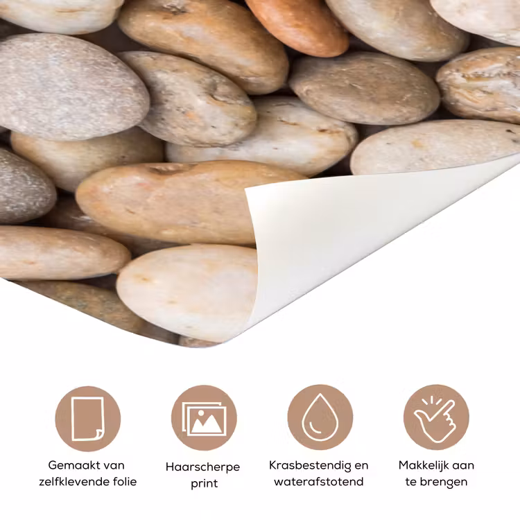 Kiezelstenen - Natuur - Textuur - Beige - Grijs deurposter klein -closeup_NL