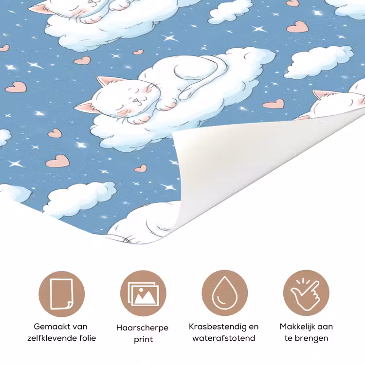 Kitten - Wolken - Blauw deurposter klein 289 -closeup_NL