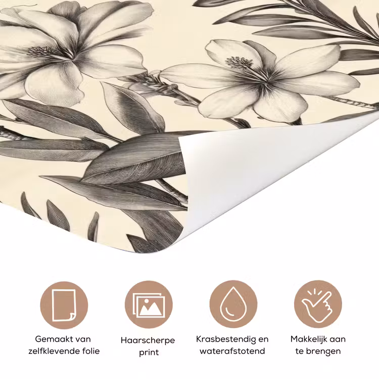 Klassiek - Botanisch - Zwart - Beige deurposter klein 289 -closeup_NL