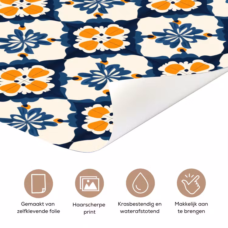 Klassiek - Geometrisch - Blauw deurposter klein 289 -closeup_NL