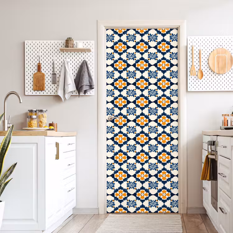 Klassiek - Geometrisch - Blauw deurposter klein 289 -sfeer5