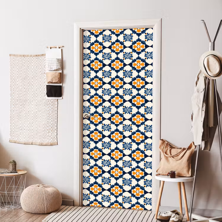 Klassiek - Geometrisch - Blauw deurposter klein 289 -sfeer6