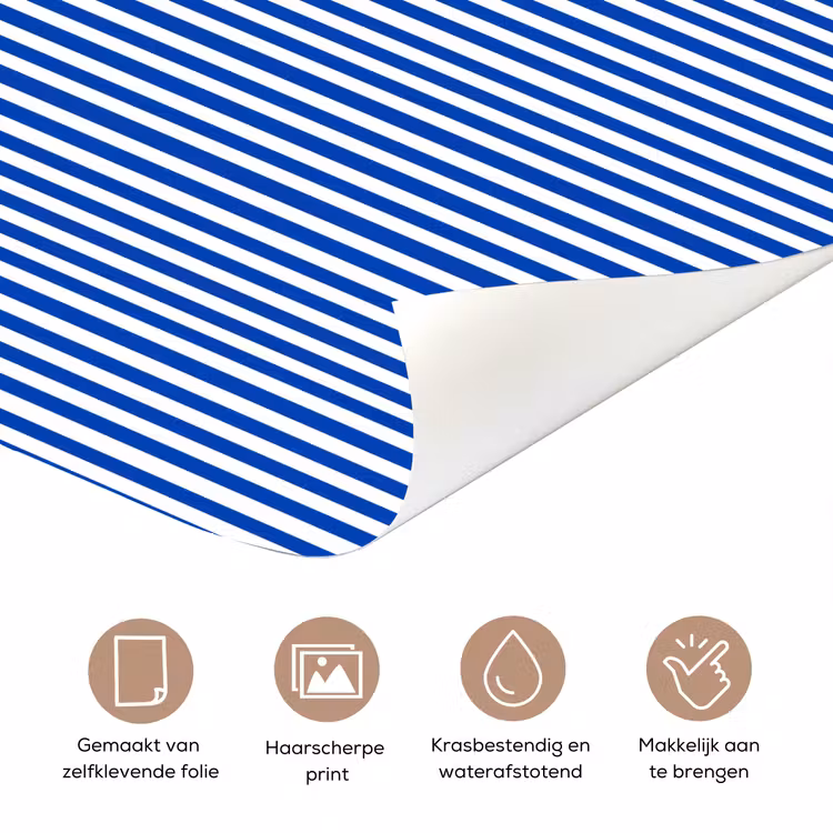 Klassiek - Strepen - Blauw deurposter klein 289 -closeup_NL