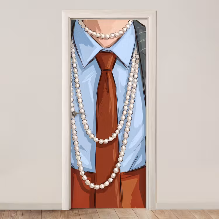 Kleding - Strik - Parels - Klassiek - Mode deurposter klein -3d_beige