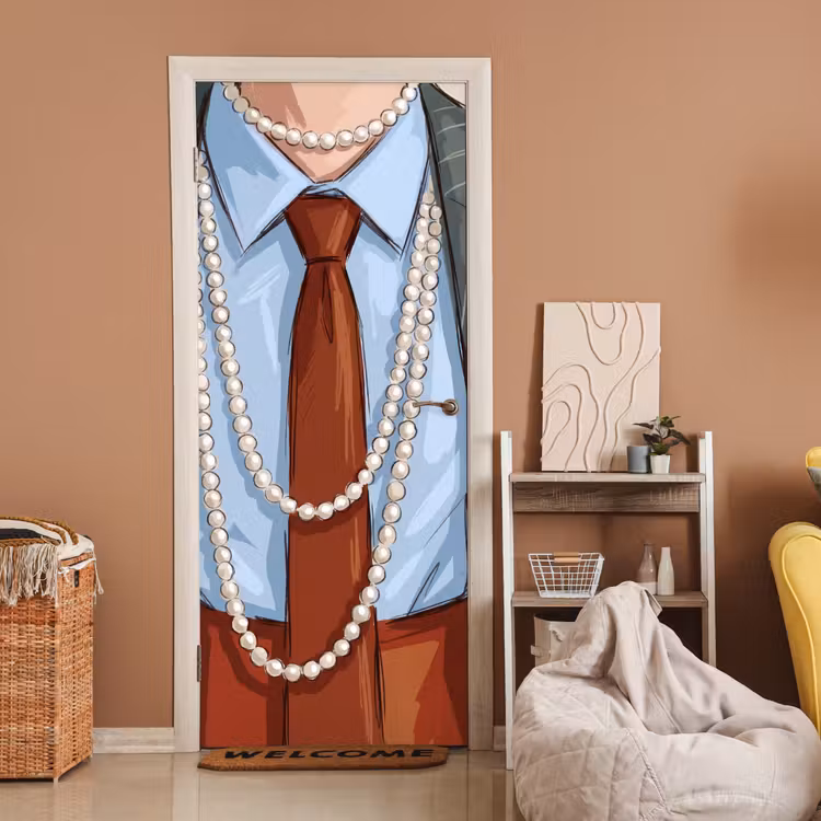 Kleding - Strik - Parels - Klassiek - Mode deurposter klein -sfeer1