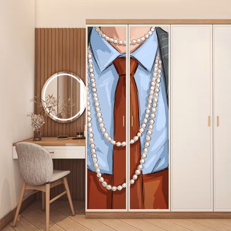 Kleding - Strik - Parels - Klassiek - Mode deurposter klein -sfeer3
