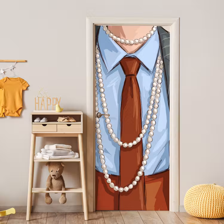 Kleding - Strik - Parels - Klassiek - Mode deurposter klein -sfeer4