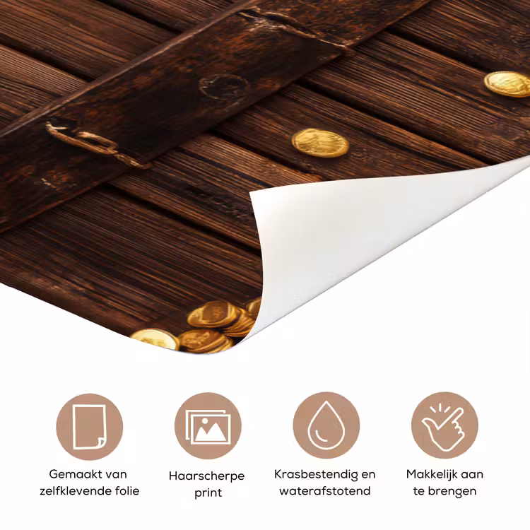 Kluisdeur - Goud - Geld - Hout deurposter klein -closeup_NL