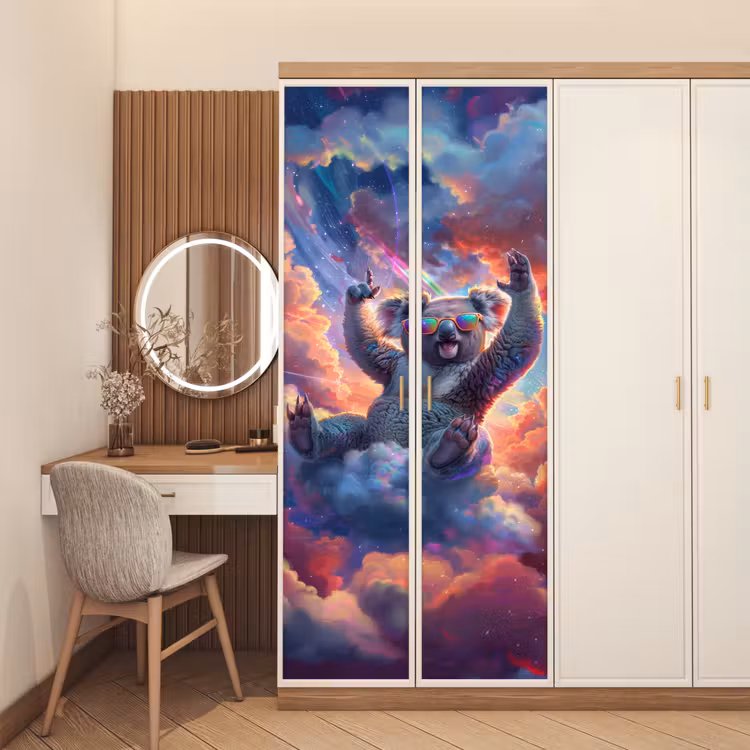 Koala - Dier - Zonnebril - Wolken deurposter klein -sfeer3