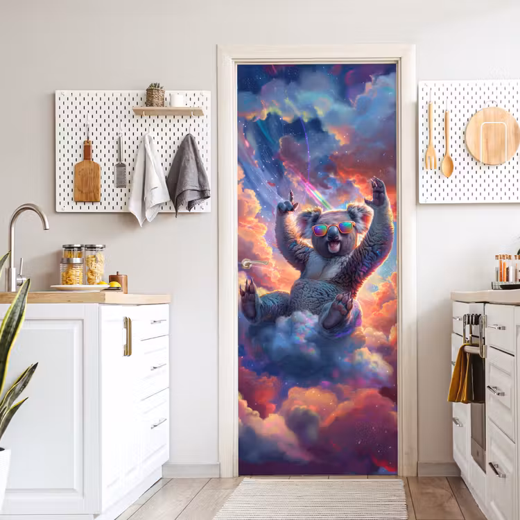 Koala - Dier - Zonnebril - Wolken deurposter klein -sfeer5