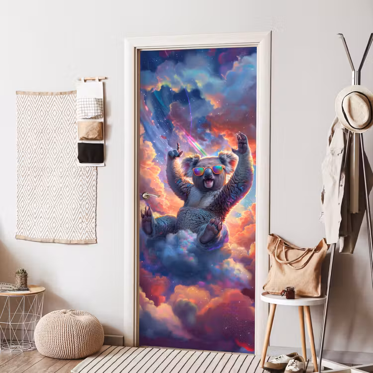 Koala - Dier - Zonnebril - Wolken deurposter klein -sfeer6