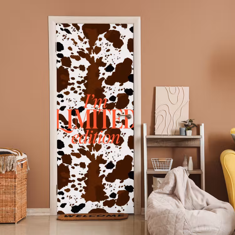 Koeienprint - Limited edition - Rood deurposter klein -sfeer1
