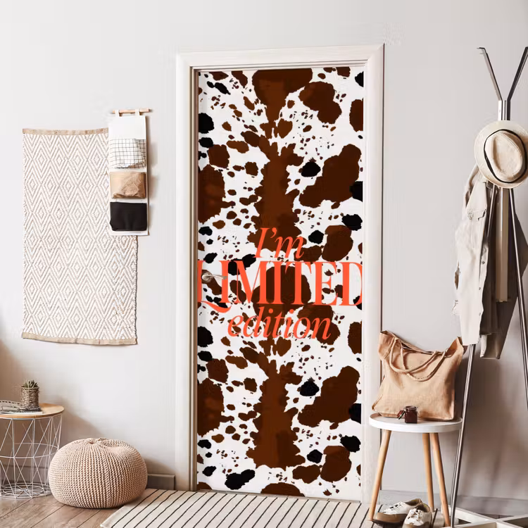 Koeienprint - Limited edition - Rood deurposter klein -sfeer6