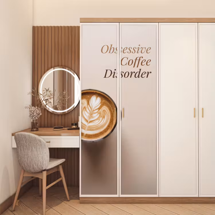 Koffie - Obessive Coffee Disorder - Beige deurposter klein -sfeer3