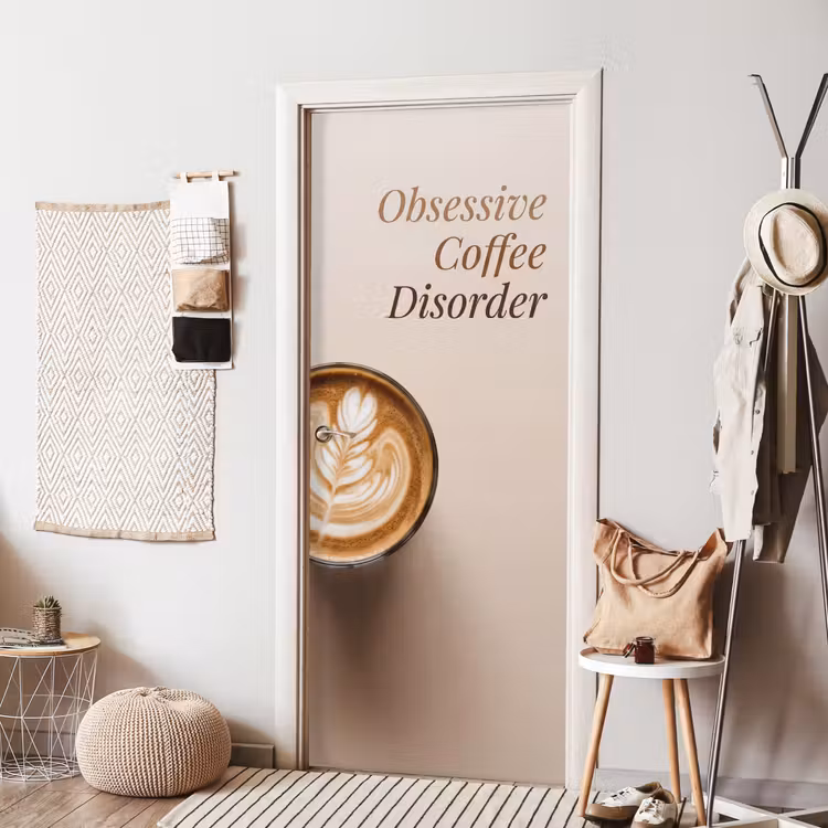 Koffie - Obessive Coffee Disorder - Beige deurposter klein -sfeer6