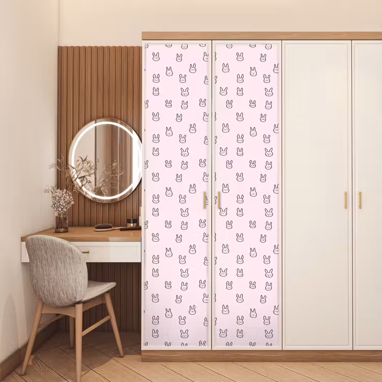 Konijnen - Minimalistisch - Roze deurposter klein 289 -sfeer3