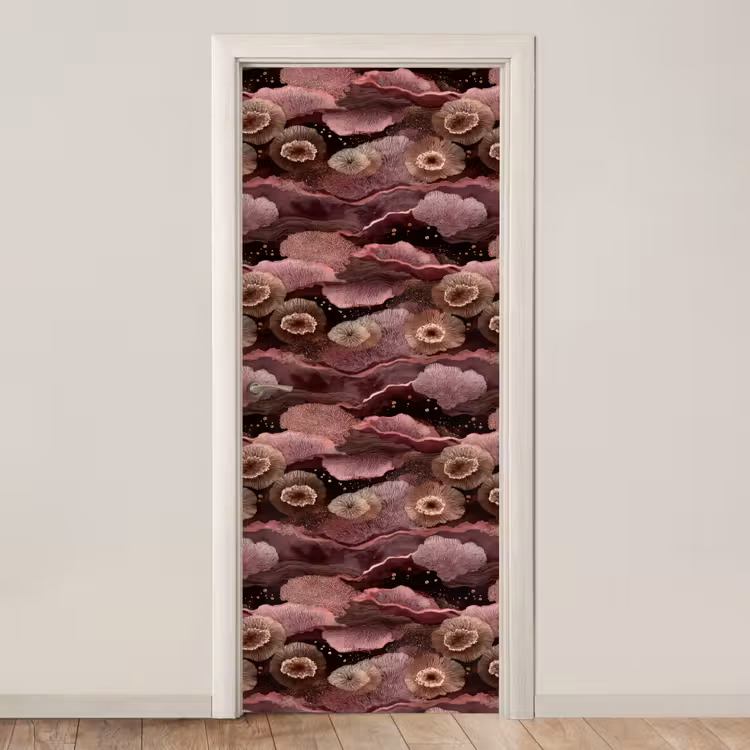Koraal - Organisch - Roze deurposter klein 289 -3d_beige
