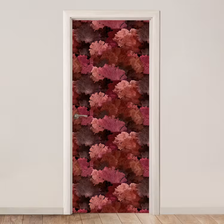 Koraal - Textuur - Kleurrijk deurposter klein 289 -3d_beige