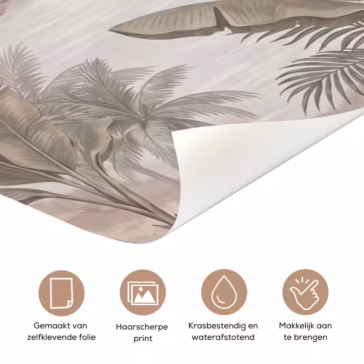 Kraanvogels - Palmbomen - Tropisch deurposter klein -closeup_NL