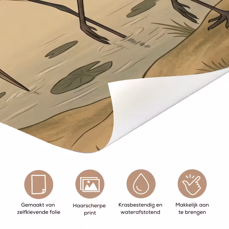 Kraanvogels - Water - Beige deurposter klein -closeup_NL