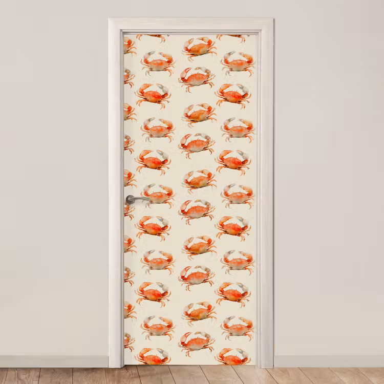 Krabben - Patroon - Oranje deurposter klein 289 -3d_beige