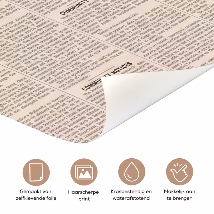 Krant - Nieuws - Historisch - Vintage - Beige deurposter klein -closeup_NL