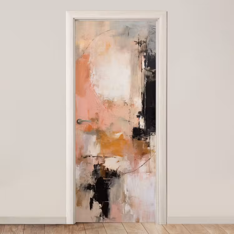 Kunst - Abstract - Beige - Verf deurposter klein -3d_beige